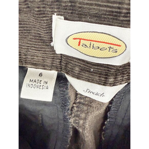 Talbots Wide Leg Stretch Corduroy Pants Size 6 Womens Brown Mid Rise (28x30) - Picture 7 of 9